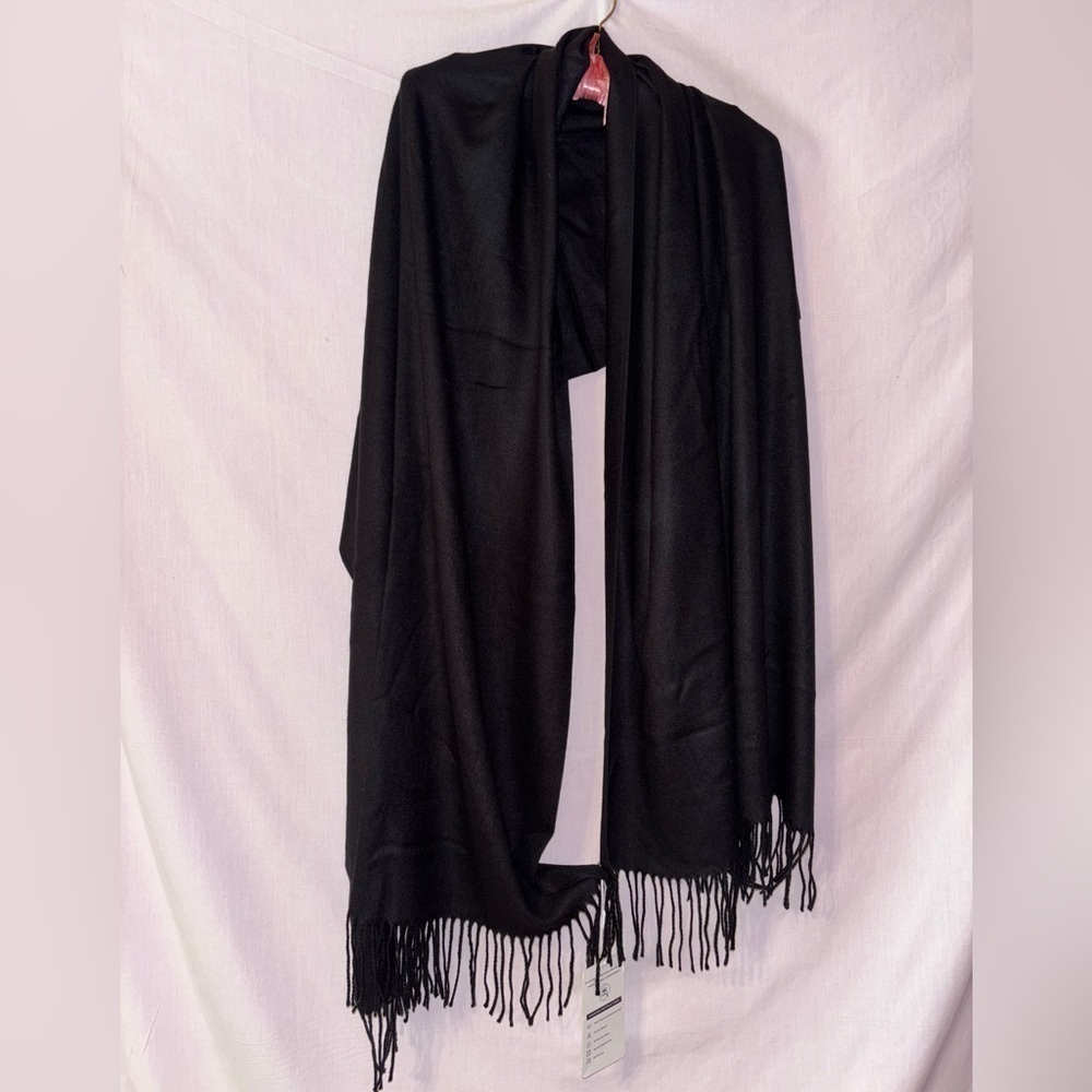 Chic Black Fringe Scarf for Women